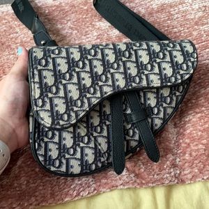 Christian Dior mini saddle bag, black and beige